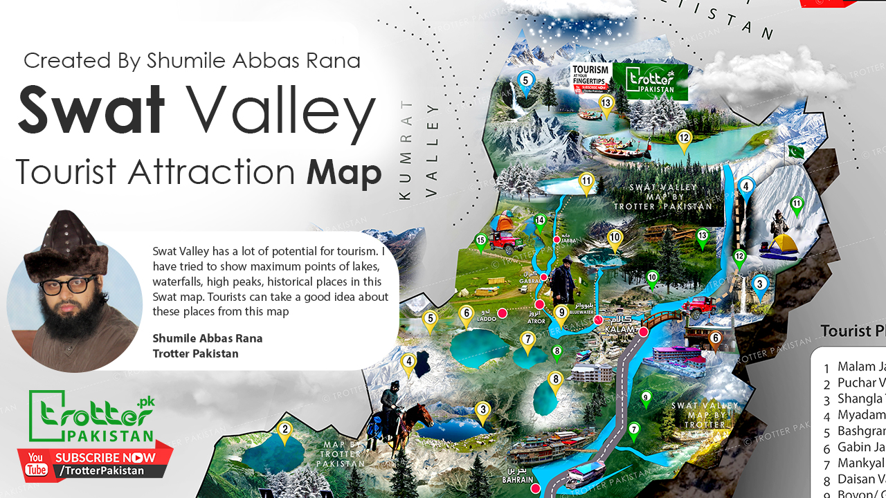 Swat Valley Toursit Map 2021