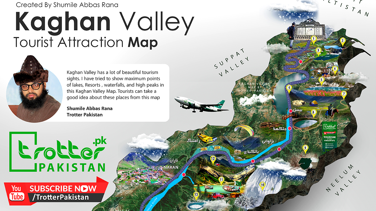 Naran Kaghan tourist places map